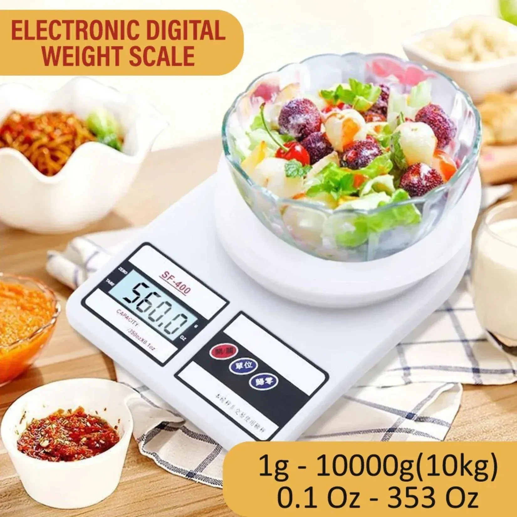 007d011af58bf4eb412408faddb50223 Digital Kitchen Weight Scale | 10 kg Capacity | Measures in g & oz | Without LED - Image 1