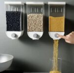 1Pc 1500ml Self-Adhesive Grain Dispenser | Wall Mounted Rice & Grain Storage Box | Kitchen Food Organizer Container | Dry Fruit Dispenser
