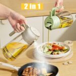 2 in 1 Oil Sprayer Bottle Kitchen Tool for Cooking Baking BBQ Easy Spray and Convenient Use - 470ML - Image 6