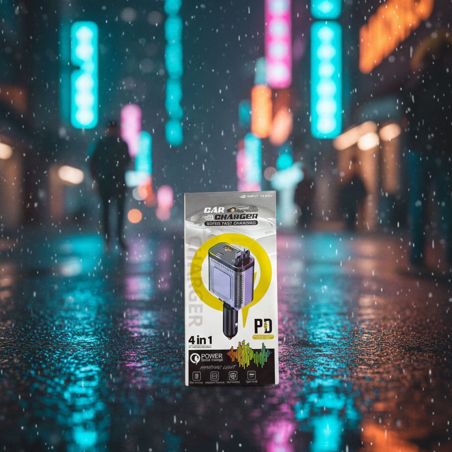 24f4eb82f59da2f7109d99ee8b7ab3a4 Super Fast Charging 4 In 1 Car Charger With PD Support Type C And USB Ports Intelligent Secure And Stylish - Image 1