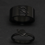 Planet Saturn Promise Couple Rings With Elegant Design And Symbolic Meaning For Special Bond Adjustable Size - Black - Image 3