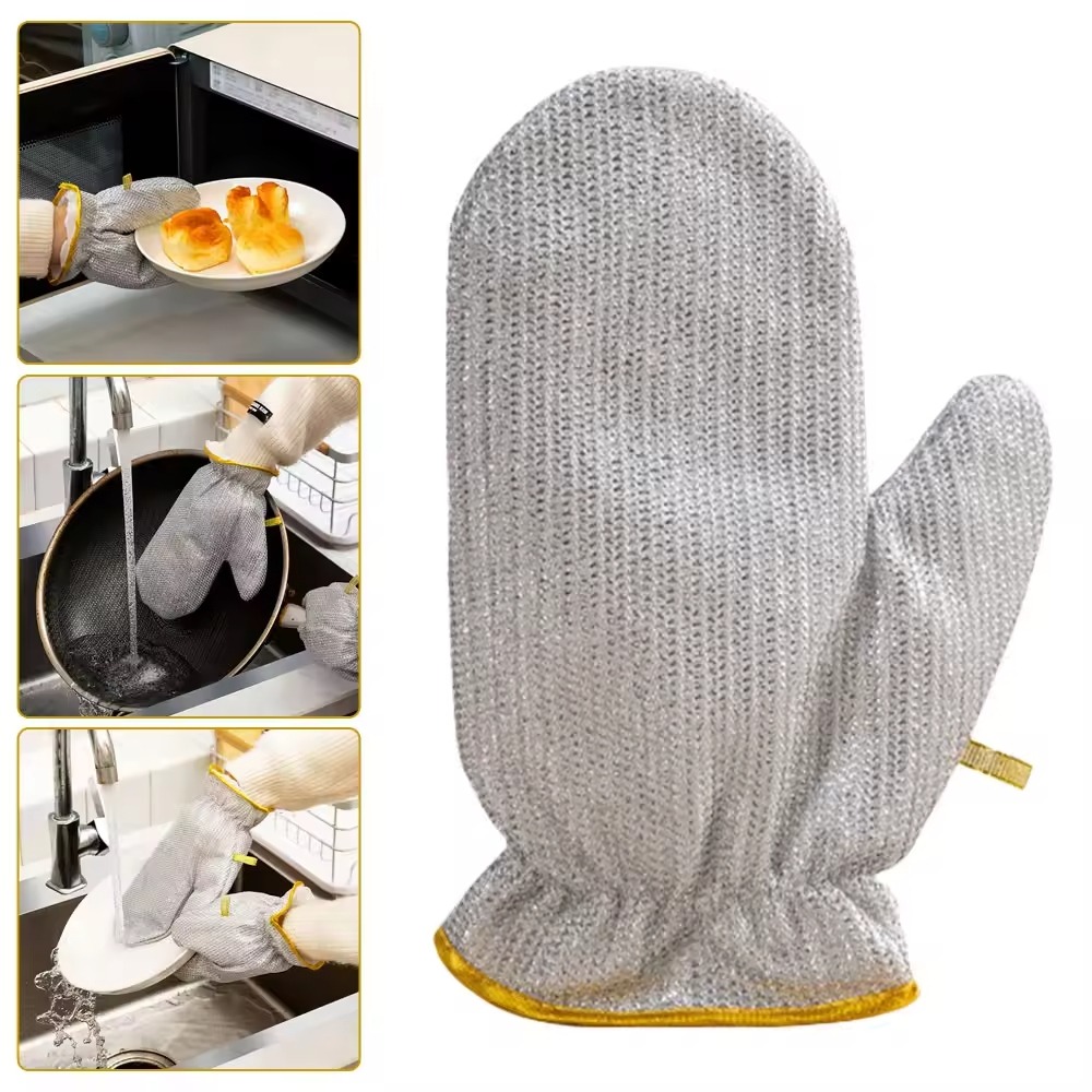 51131d0a6b83cc994c09db3e72bce9a7 Heavy-Duty Wire Scrubber Dishwashing Mitts – Heat Resistant Steel Wire Cleaning Gloves for Pots, Pans, Grills, and Kitchen Tasks ( single ) - Image 1