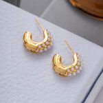 ZJX-169 Pearl Bali – Elegant Korean Style Earrings-Golden - Image 2