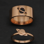 Planet Saturn Promise Couple Rings With Elegant Design And Symbolic Meaning For Special Bond Adjustable Size - Black - Image 2