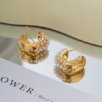 ZJX-169 Pearl Bali – Elegant Korean Style Earrings-Golden