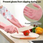 Long Reusable Dishwashing Gloves with Warm Fleece Lining – Extra Long Waterproof Rubber Cleaning Gloves, Anti-Slip, Heat Resistant for Kitchen, Laundry, and Household Use (Random Color) - Image 4
