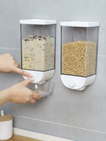 1Pc 1500ml Self-Adhesive Grain Dispenser | Wall Mounted Rice & Grain Storage Box | Kitchen Food Organizer Container | Dry Fruit Dispenser - Image 5