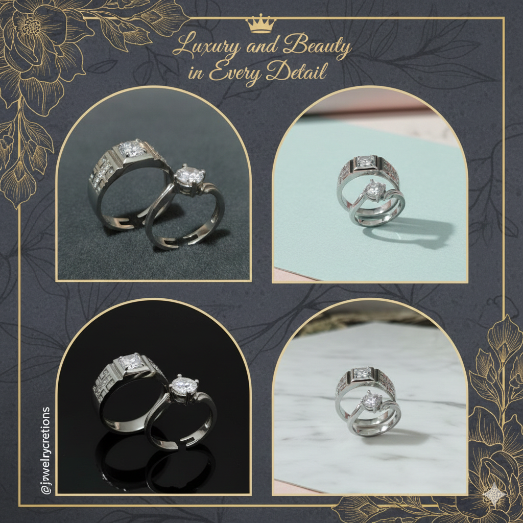 Gemini_Generated_Image_3elcv43elcv43elc Alloy Adjustable Couple Ring – Stylish Matching Rings for Lovers | Unisex Design (With Box) - Image 1