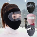 Full Face Shield | Dustproof Anti‑Fog | Winter Warm Fleece Mask | Windproof Riding HD Shield – 1Pc Random Colour