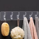 Seamless Heavy Duty Sticky Hooks | Double-Sided Adhesive | Transparent Waterproof Wall Hangers | Bathroom & Kitchen ( Pack of 3 ) - Image 4