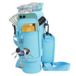Water Bottle Carrier Bag with Phone Pocket for Stanley Quencher Cup with Handle Water Bottle Holder Pouch - For 1200 ML Bottle