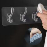 Seamless Heavy Duty Sticky Hooks | Double-Sided Adhesive | Transparent Waterproof Wall Hangers | Bathroom & Kitchen ( Pack of 3 ) - Image 5
