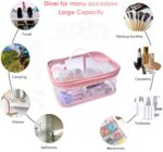 Cosmetic Organizer Makeup Brush Bag Cosmetics Transparent Multifunction Large Waterproof Portable Travel Makeup Cosmetic Bags (Pink Color) - Image 2