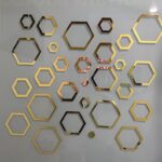 Hexagonal 2D Acrylic Wall Mirror Stickers | DIY Geometric Home Décor (24 Pcs, Mix Sizes)