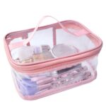 Cosmetic Organizer Makeup Brush Bag Cosmetics Transparent Multifunction Large Waterproof Portable Travel Makeup Cosmetic Bags (Pink Color) - Image 3